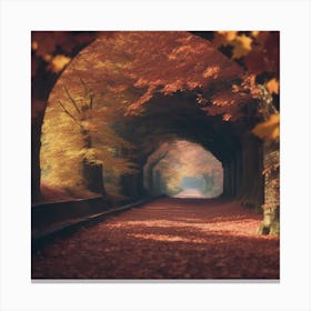 Autumn Leaves In A Tunnel Canvas Print