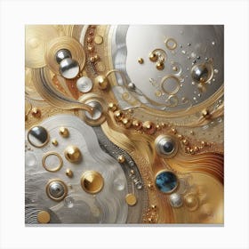 Abstract Gold And Silver Painting Canvas Print