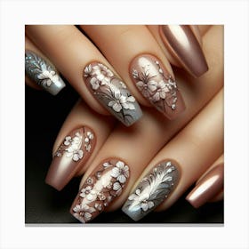 Nails With Flowers 1 Canvas Print