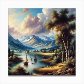 Lake In The Mountains Canvas Print