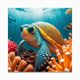 Turtle In The Sea Canvas Print