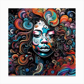 Portrait Of A Woman With Colorful Hair Canvas Print