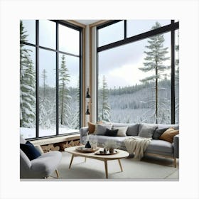 Living Room With Large Windows 6 Canvas Print