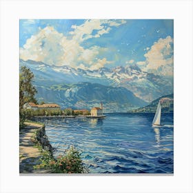 Sailboat On Lake Lucerne Canvas Print