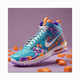 A Cute 3d Nike Shoe Rendered In The Most Obnoxious And Eye Catching Color Scheme The Design Features 4031253936 Canvas Print