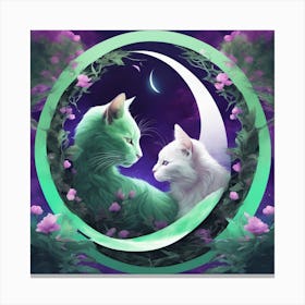 Two Cats On The Moon Canvas Print