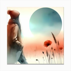 Of A Woman In The Field Canvas Print