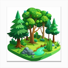 Isometric View Of A Forest Scene Canvas Print