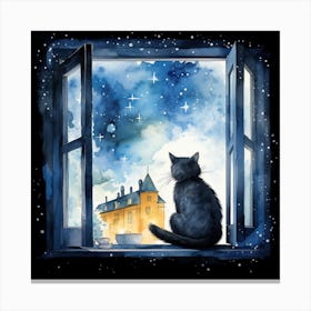 Cat Looking Out The Window 3 Canvas Print