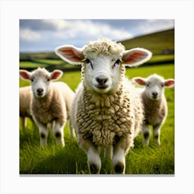 Nature Wool Farm Animal Herd Countryside Grass Sheep Mammal Green Landscape Farming Meado (3) Canvas Print