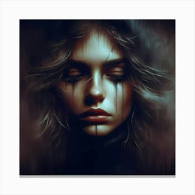 Dark Girl With Tears Canvas Print