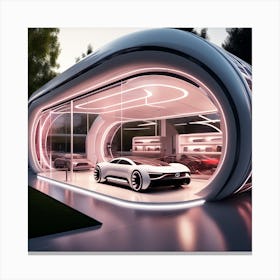Futuristic Car Showroom 6 Canvas Print