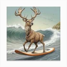 Deer Surfboard Canvas Print