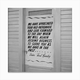 Los Angeles, California, Sign On A Closed Laundry By Russell Lee Canvas Print