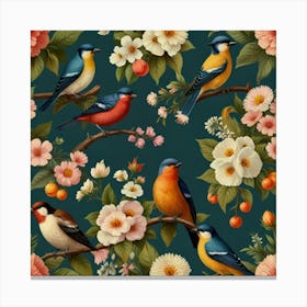 Birds And Flowers 1 Canvas Print