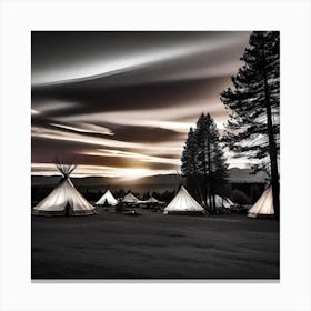 Teepees At Sunset 7 Canvas Print