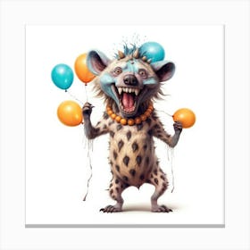 Hyena With Balloons 1 Canvas Print