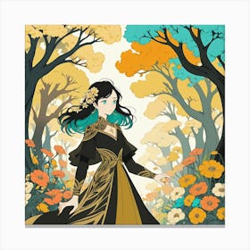 Girl In The Forest Canvas Print