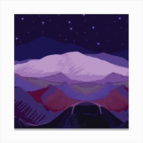 Night Sky With Mountains Canvas Print