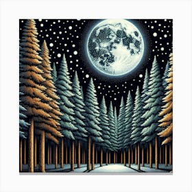 Full Moon In The Forest 1 Canvas Print