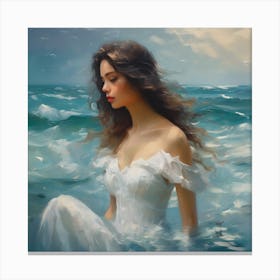 Girl In The Ocean Canvas Print