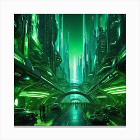 Futuristic City Green II Canvas Print