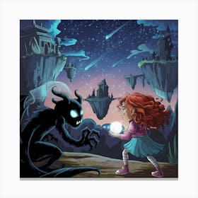 A Fantastical Scene Of A Young Girl With Curly Red Canvas Print