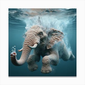 Elephant In The Water 2 Canvas Print