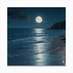 Full Moon On The Beach Canvas Print