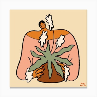 Slow Growth Is Good Growth Beige Square Canvas Print