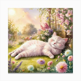 Cat In The Garden 2 Canvas Print