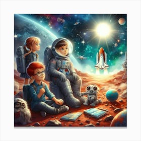 Kids in space Canvas Print