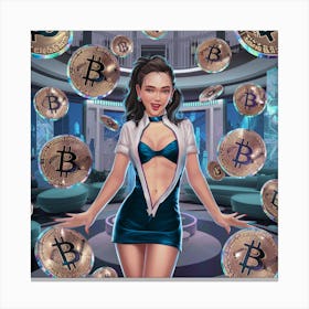 Bitcoin Casino Girl Canvas Print