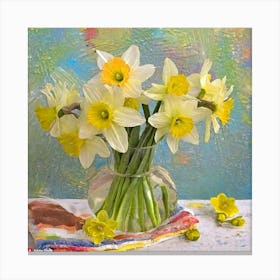 Firefly Vintage Daffodils In A Vase 99014 Canvas Print