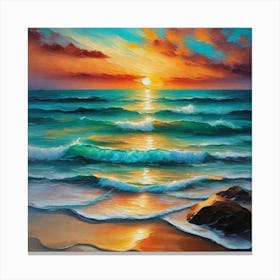 Sunset On The Beach 1071 Canvas Print