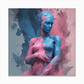 Deconstructed Blue And Pink Figure 5 Canvas Print