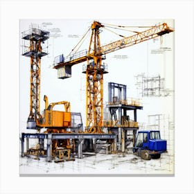 Construction Crane Stock Videos & Royalty-Free Footage Canvas Print