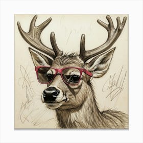 Deer With Glasses 7 Canvas Print