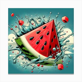 Flying watermelon slice, Pop art Canvas Print