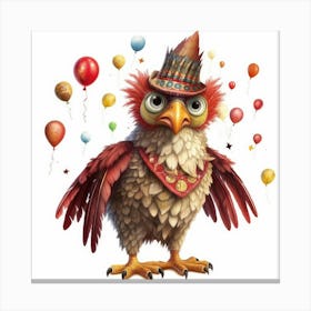 Owl With Balloons Canvas Print