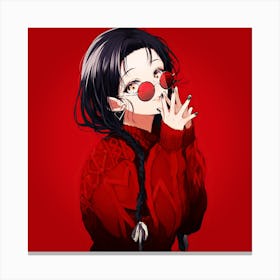 Anime Girl With Red Glasses Canvas Print