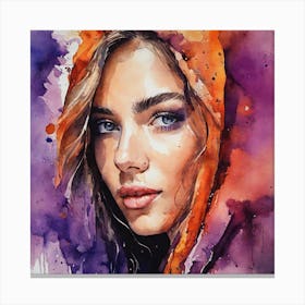 Watercolor Of A Girl 2 Canvas Print