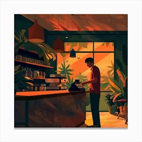 Coffee Shop Illustration 1 Canvas Print