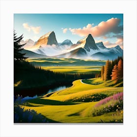 Land With Mountains Canvas Print