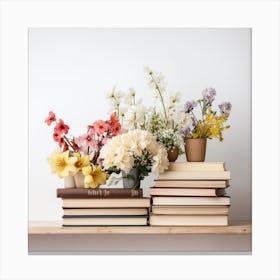 Flowers On Books 3 Canvas Print