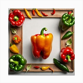 Frame Of Peppers 2 Canvas Print