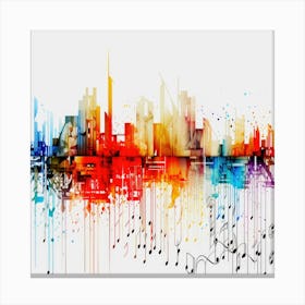 Music Notes - Music Beat City Canvas Print