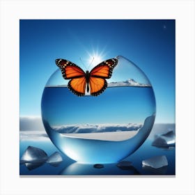 Butterfly In A Glass Ball Canvas Print