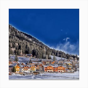 France Village Mountains Houses Wallpaper 1024x1024 Canvas Print