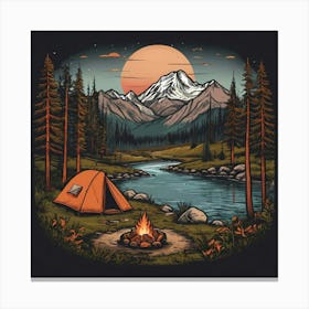 Campfire In The Mountains Canvas Print